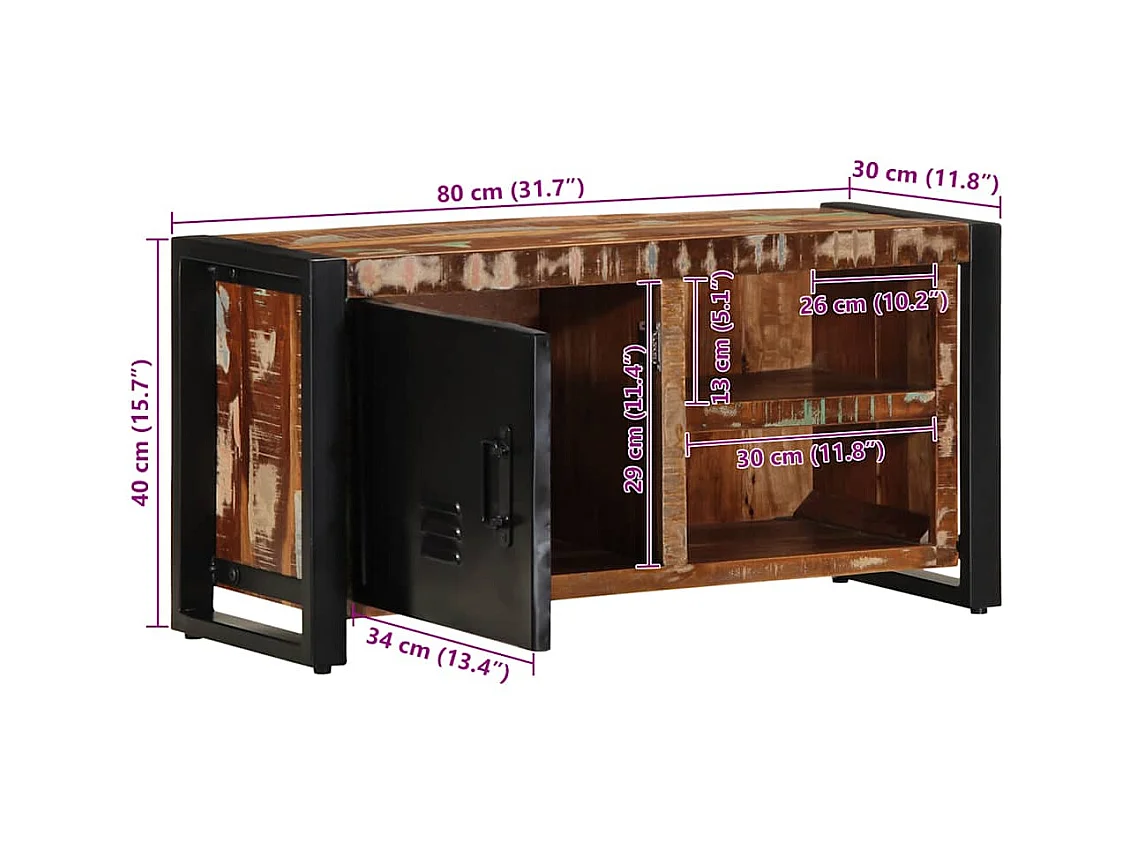 Tv-meubel 80x30x40 cm massief hout gerecycled