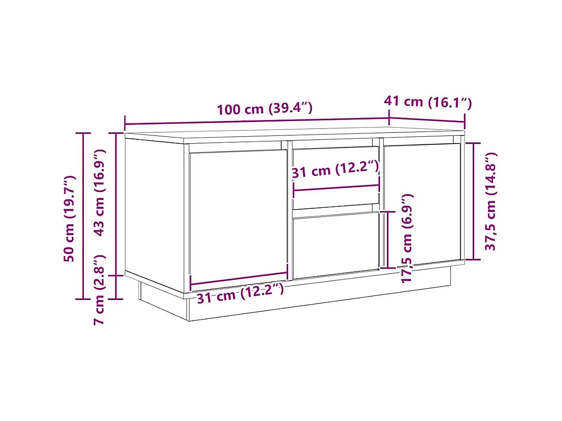 TV-Schrank mit LED-Leuchten Sonoma-Eiche 100x41x50 cm