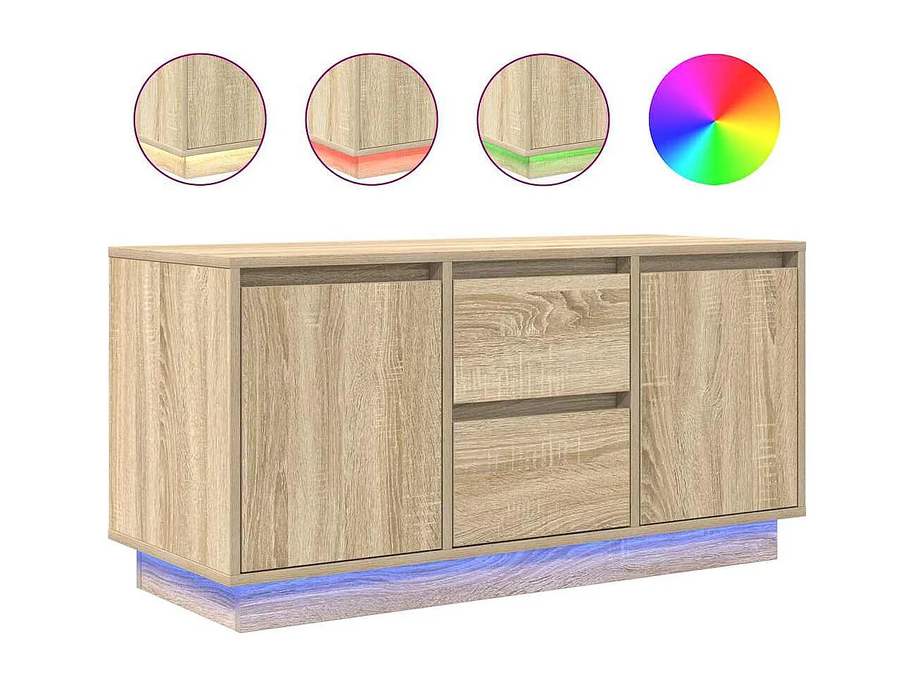 Meuble TV avec lumières LED chêne sonoma 100x41x50 cm