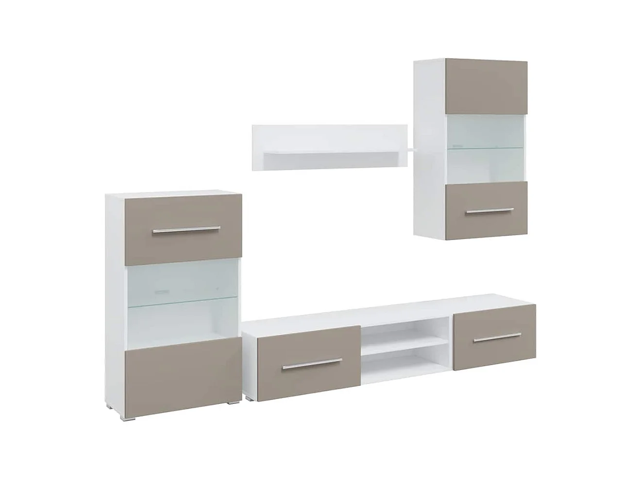 Meubles TV avec lumière LED 5 pcs gris pierre bois d'ingénierie