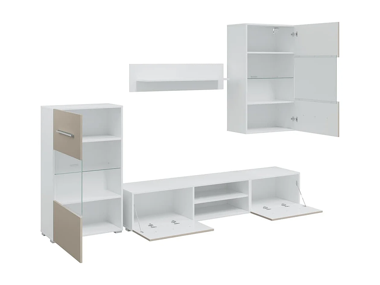 Meubles TV avec lumière LED 5 pcs gris pierre bois d'ingénierie