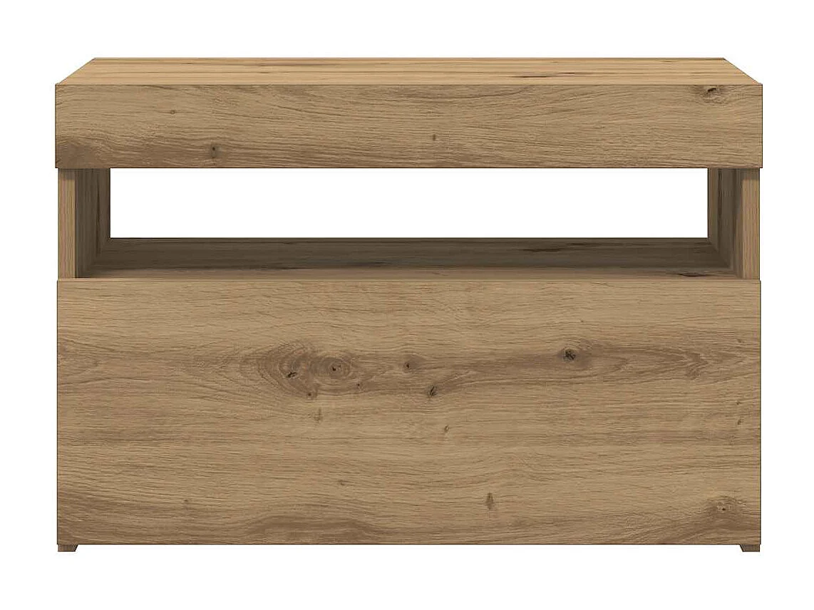 Tv-meubel met LED 60x35x40 cm bewerkt hout artisanaal eiken