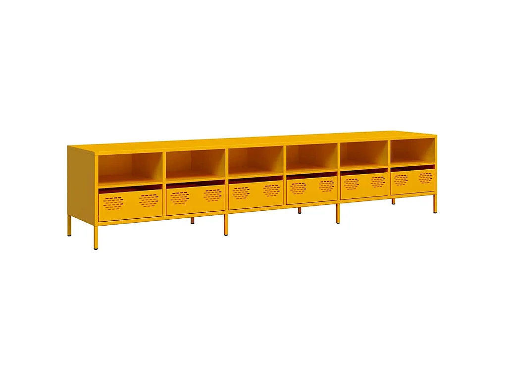 Mobile TV Giallo Senape 202x39x43,5cm Acciaio Laminato a Freddo
