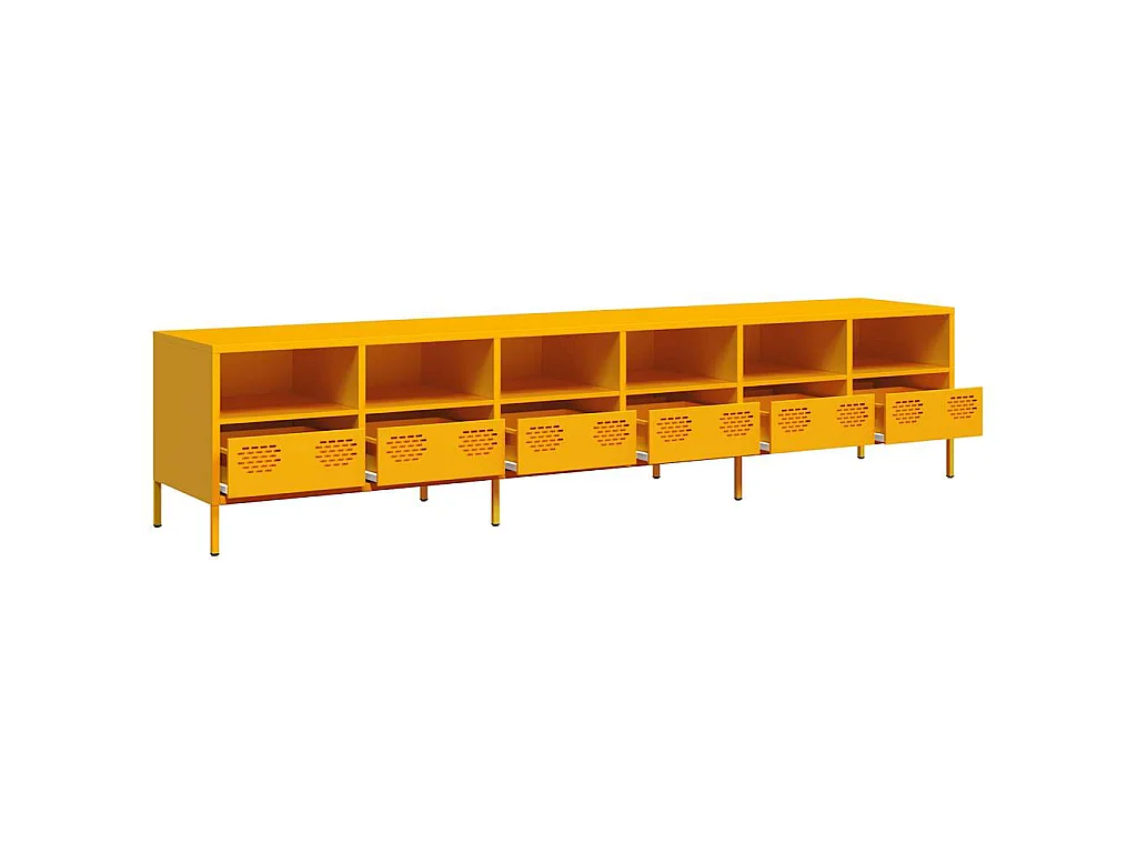 Mobile TV Giallo Senape 202x39x43,5cm Acciaio Laminato a Freddo
