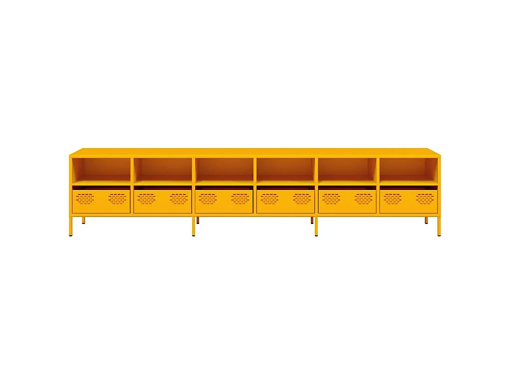 Mobile TV Giallo Senape 202x39x43,5cm Acciaio Laminato a Freddo