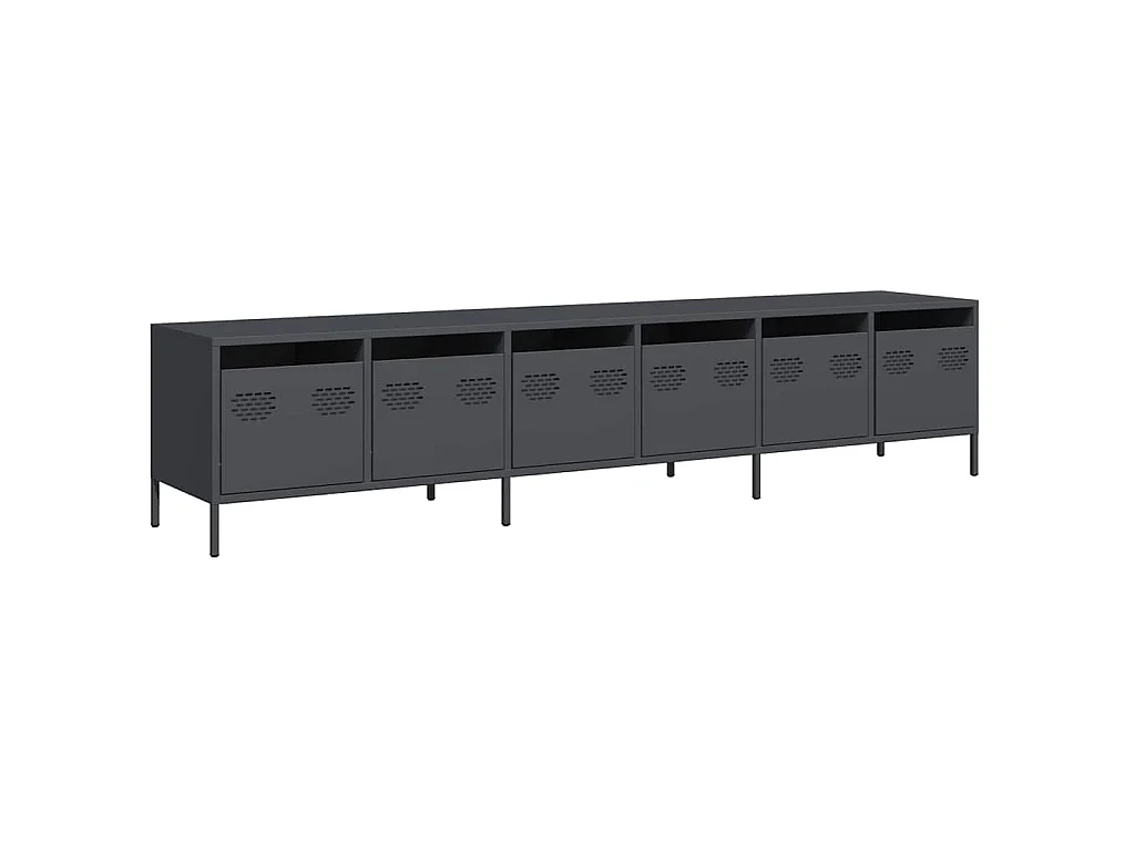 Meuble TV anthracite 202x39x43,5 cm acier laminé à froid