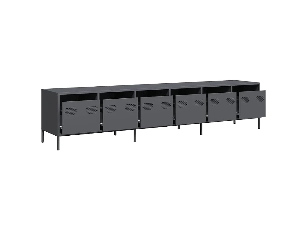 Meuble TV anthracite 202x39x43,5 cm acier laminé à froid