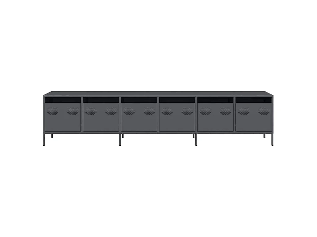 Meuble TV anthracite 202x39x43,5 cm acier laminé à froid