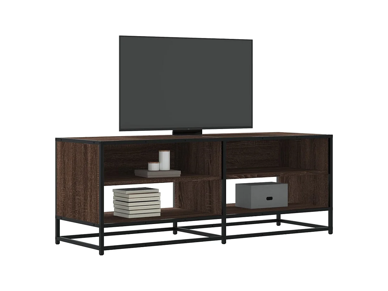 Meuble TV chêne marron 120,5x40x46cm bois d'ingénierie et métal