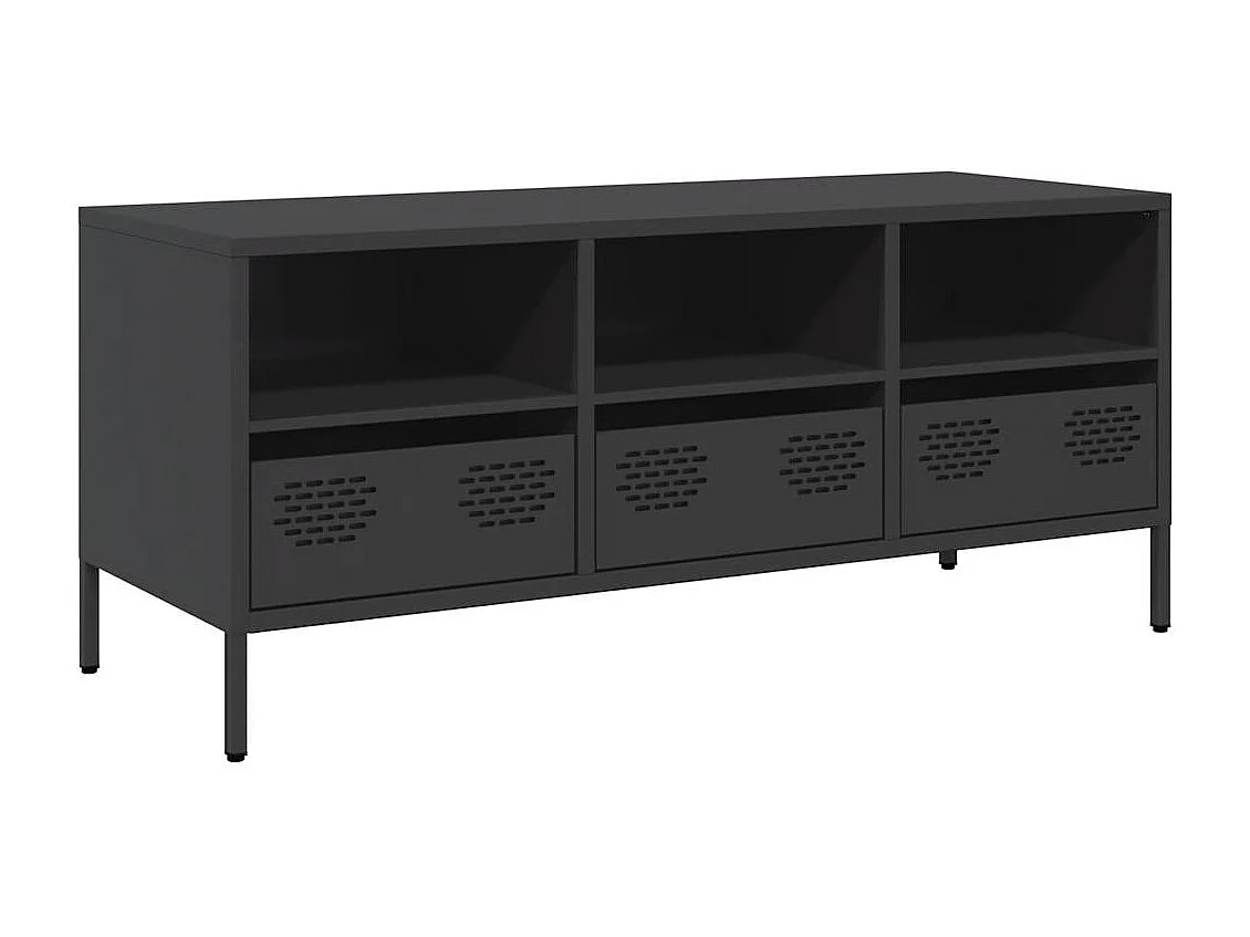 Meuble TV noir 101,5x39x43,5 cm acier laminé à froid