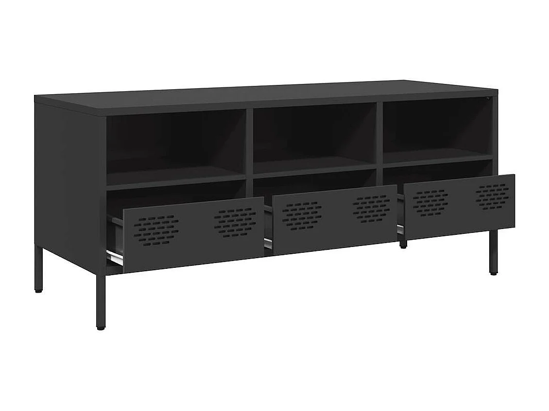 Meuble TV noir 101,5x39x43,5 cm acier laminé à froid