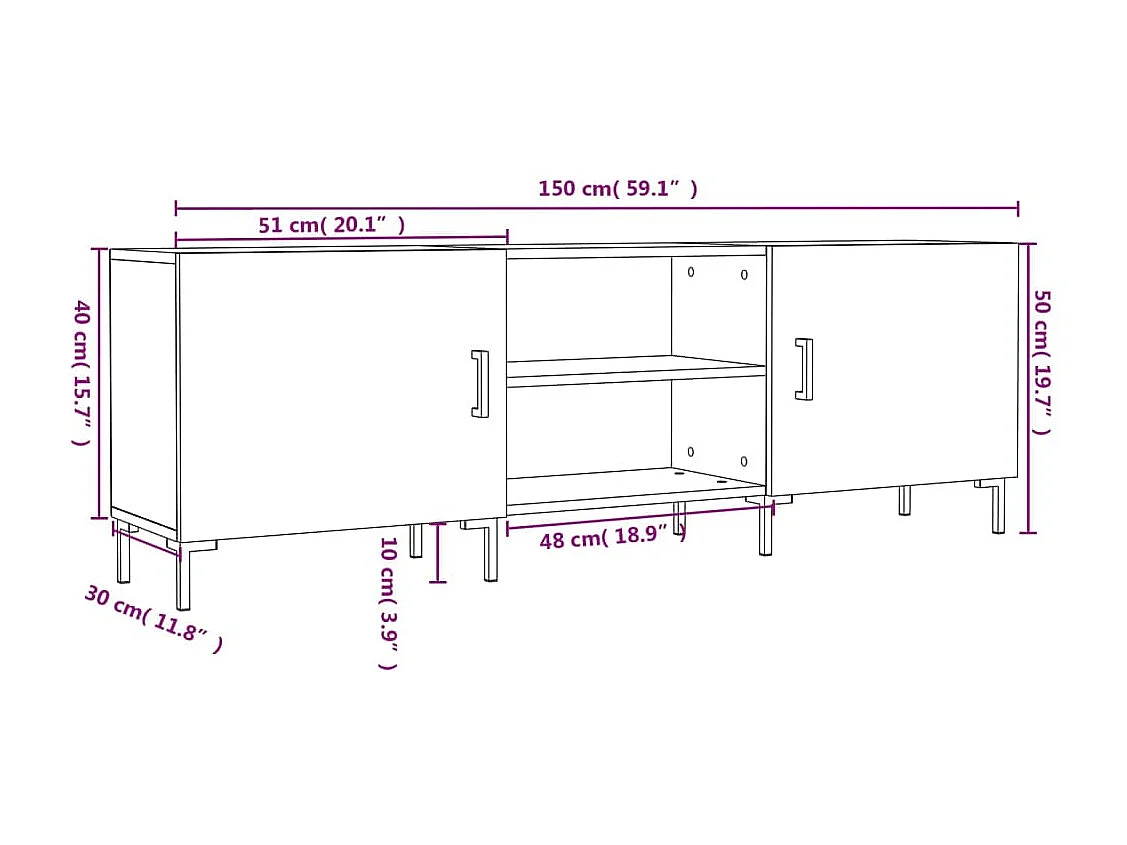TV-Schrank Räuchereiche 150x30x50 cm Holzwerkstoff