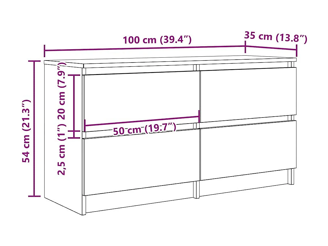 Meuble TV noir 100x35x54 cm bois d'ingénierie