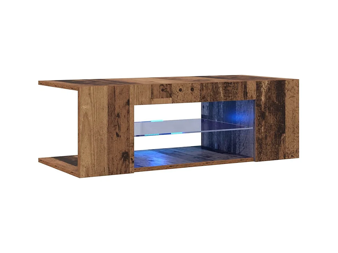 TV-Schrank mit LED-Leuchten Altholz-Optik 90x39x30 cm