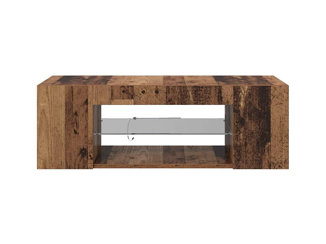 TV-Schrank mit LED-Leuchten Altholz-Optik 90x39x30 cm