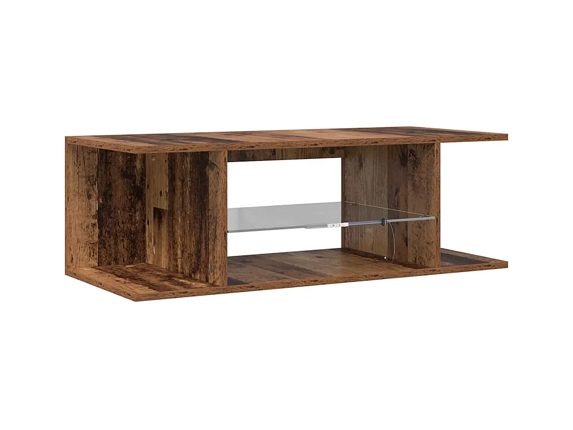 TV-Schrank mit LED-Leuchten Altholz-Optik 90x39x30 cm