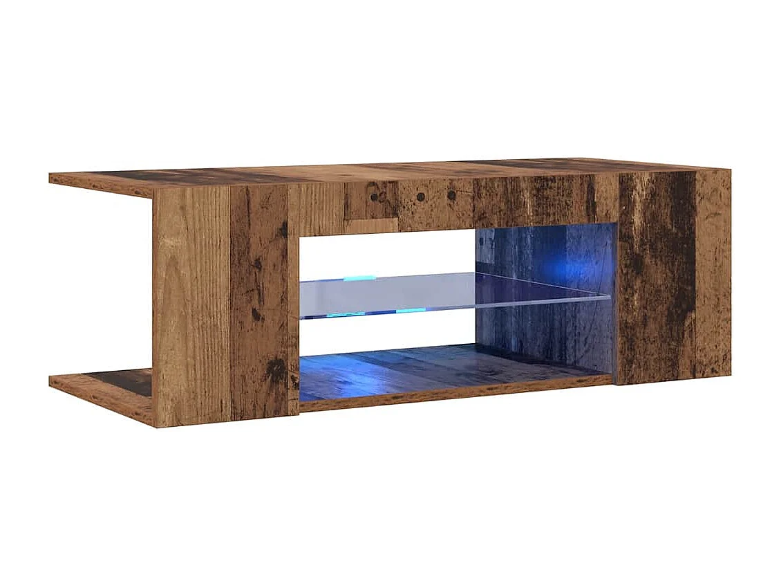 Meuble TV avec lumières LED vieux bois bois d'ingénierie