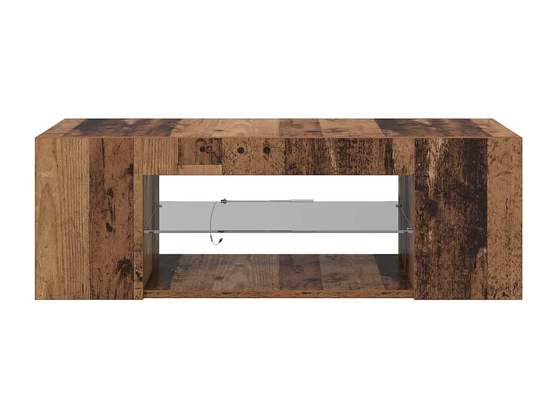 Meuble TV avec lumières LED vieux bois bois d'ingénierie