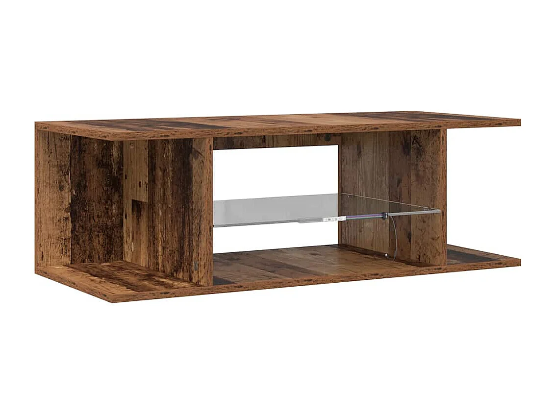 Meuble TV avec lumières LED vieux bois bois d'ingénierie