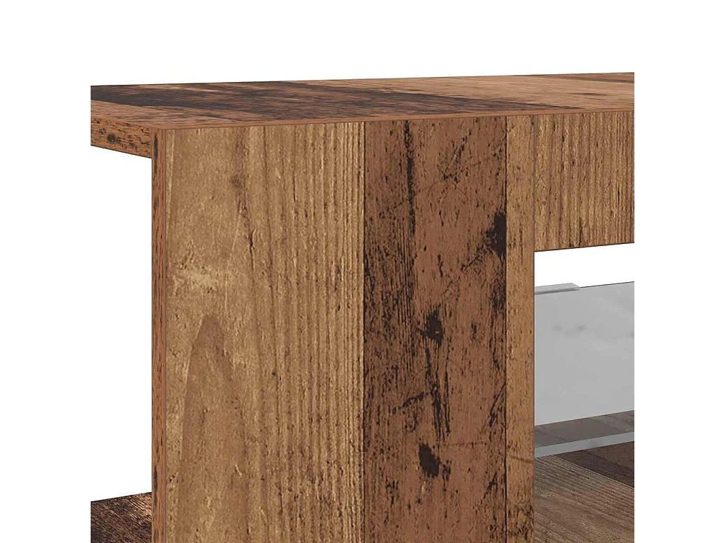 Meuble TV avec lumières LED vieux bois bois d'ingénierie