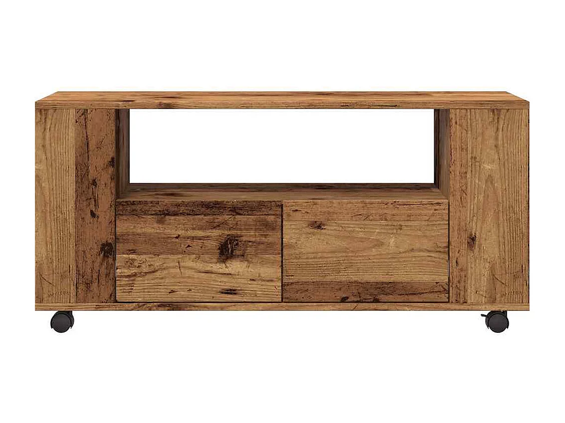 Meuble TV avec roulettes vieux bois bois d'ingénierie