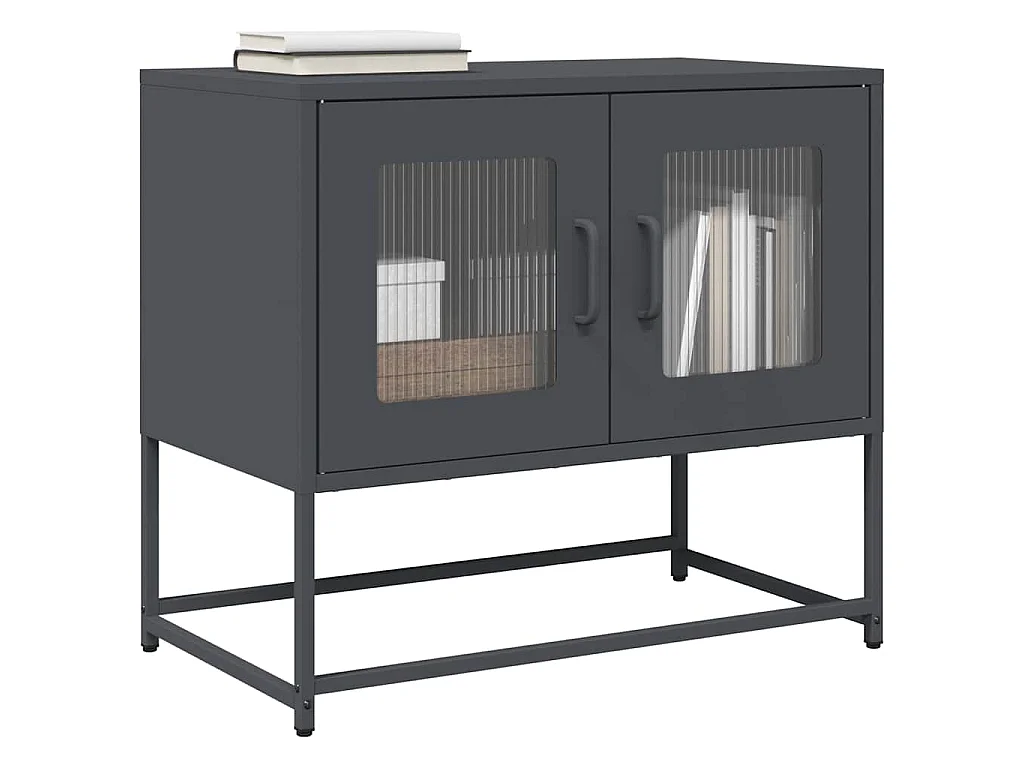 Meuble TV anthracite 68x39x60,5 cm acier laminé à froid