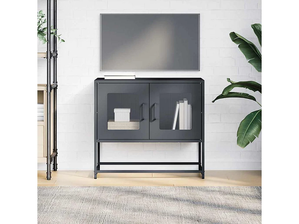 Meuble TV anthracite 68x39x60,5 cm acier laminé à froid