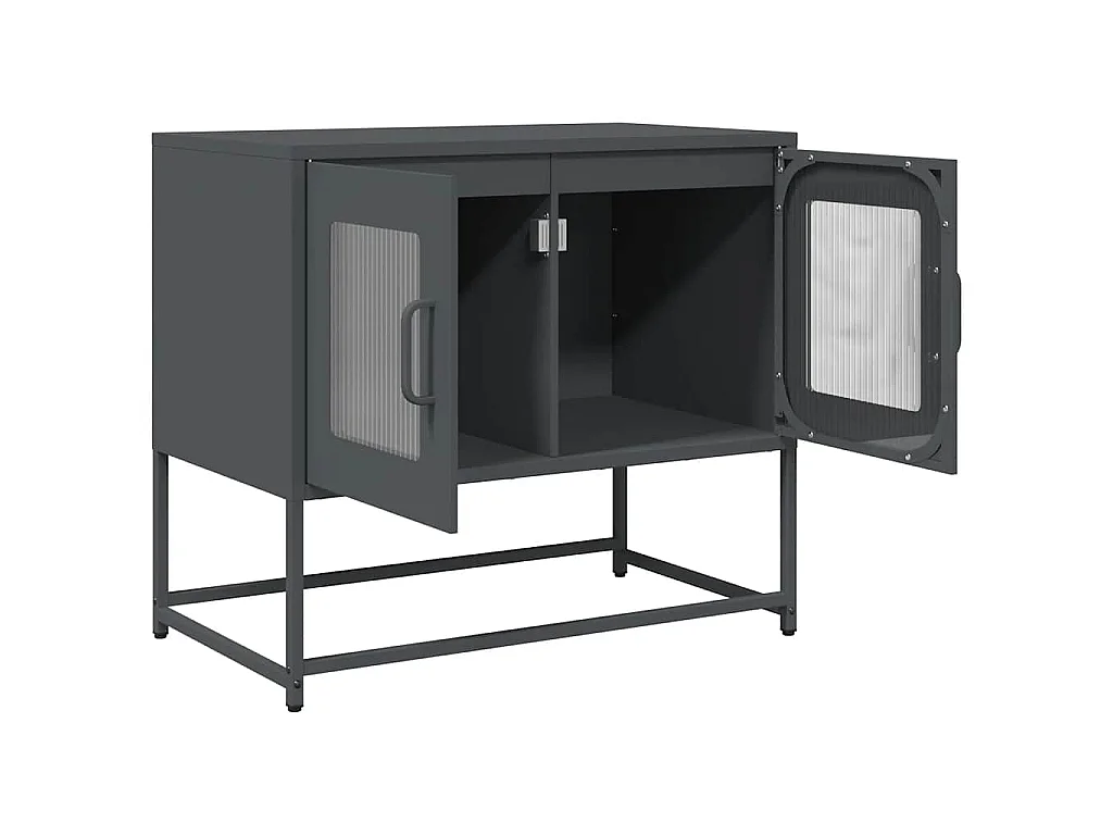 Meuble TV anthracite 68x39x60,5 cm acier laminé à froid