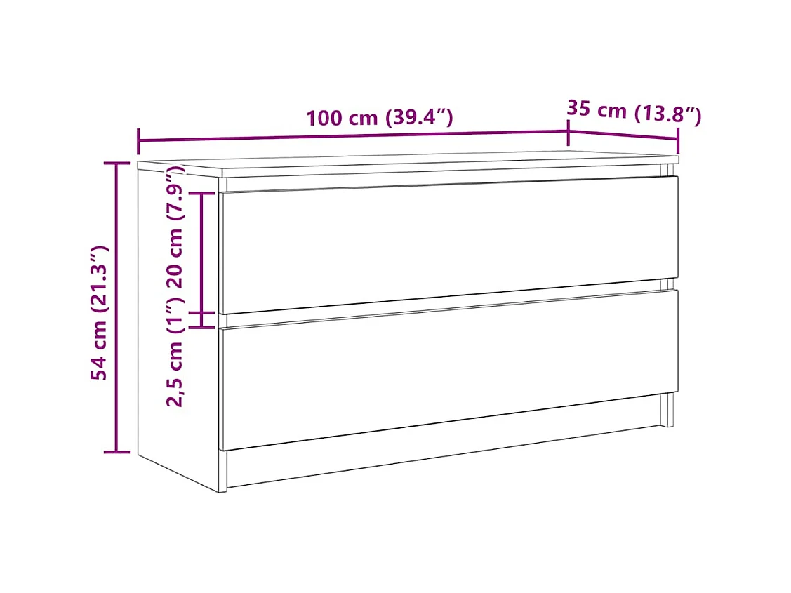 Meuble TV noir 100x35x54 cm bois d'ingénierie
