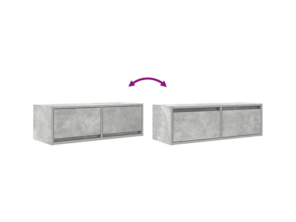 Meuble TV gris béton 80x31x25,5 cm bois d'ingénierie