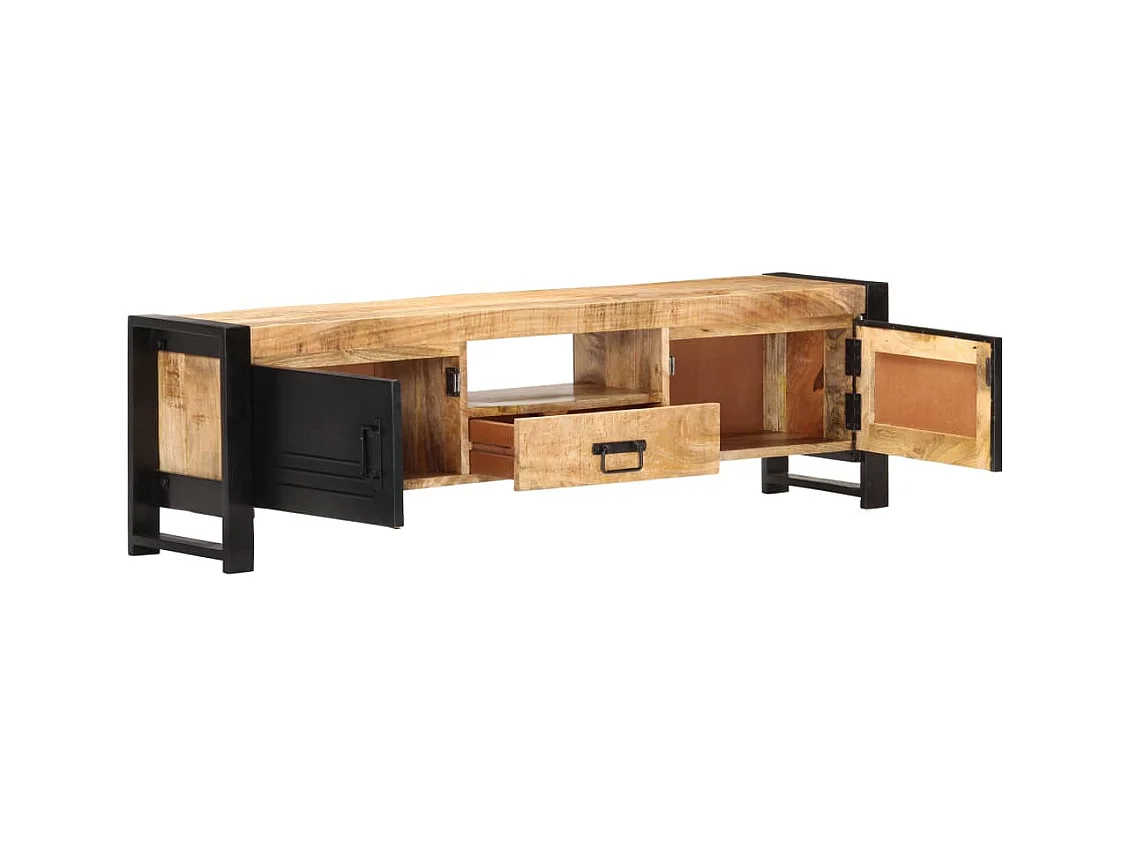 Meuble TV 140x30x40 cm Bois de manguier brut