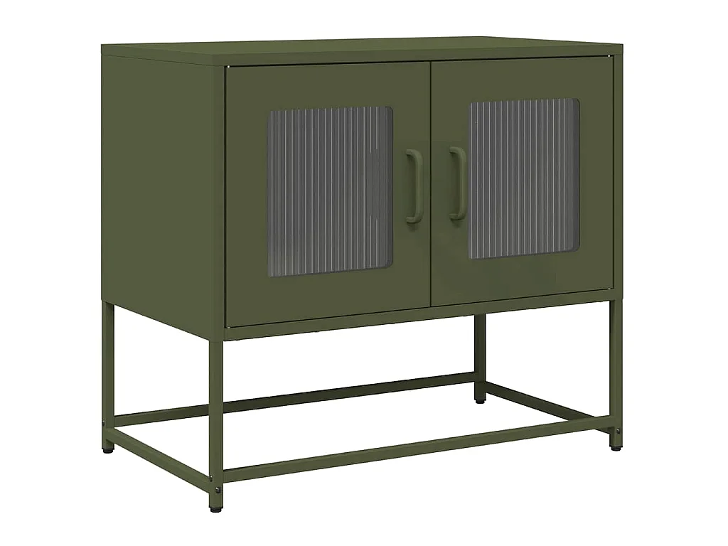 Meuble TV vert olive 68x39x60,5 cm acier laminé à froid