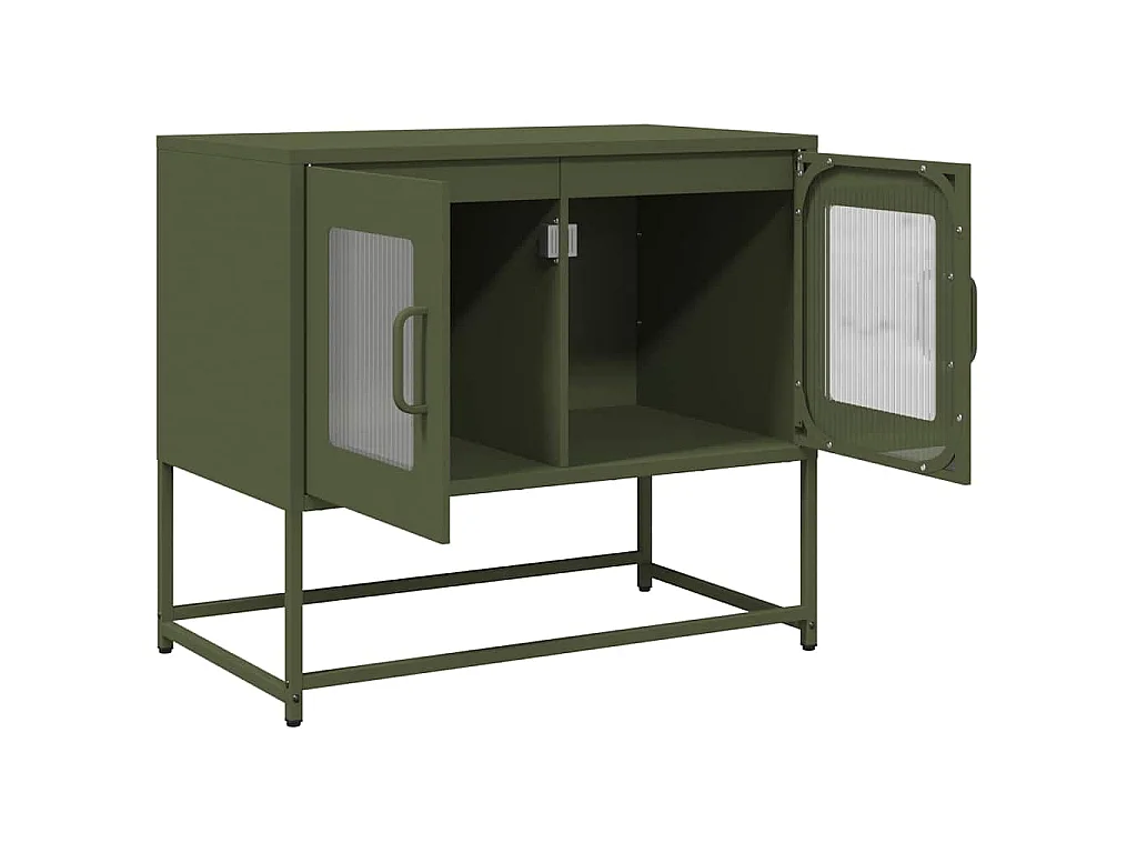 Meuble TV vert olive 68x39x60,5 cm acier laminé à froid