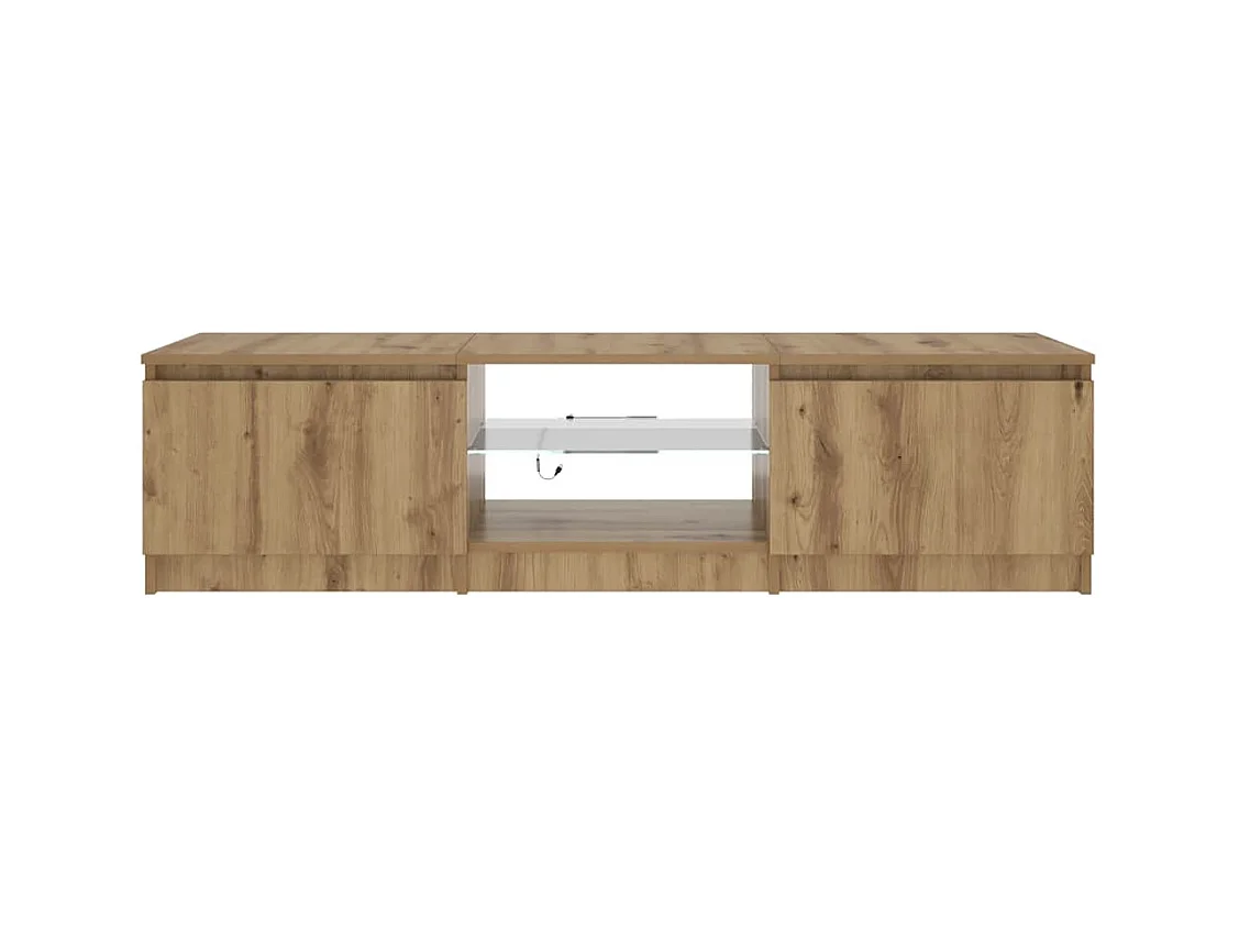 Meuble TV avec lumières LED chêne artisanal bois d'ingénierie