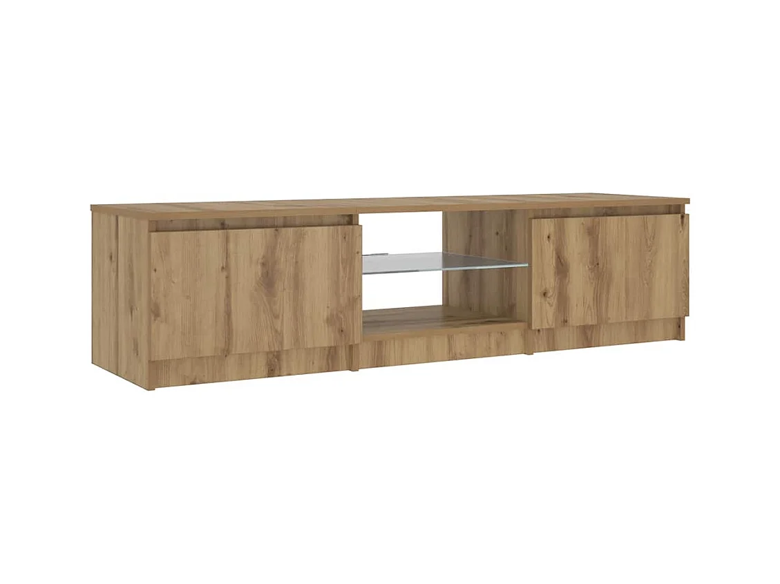 Meuble TV avec lumières LED chêne artisanal bois d'ingénierie