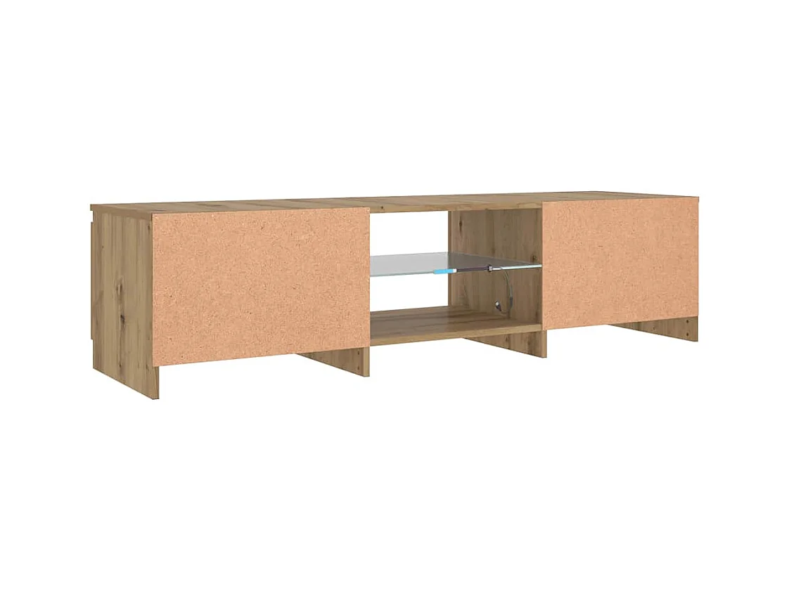 Meuble TV avec lumières LED chêne artisanal bois d'ingénierie