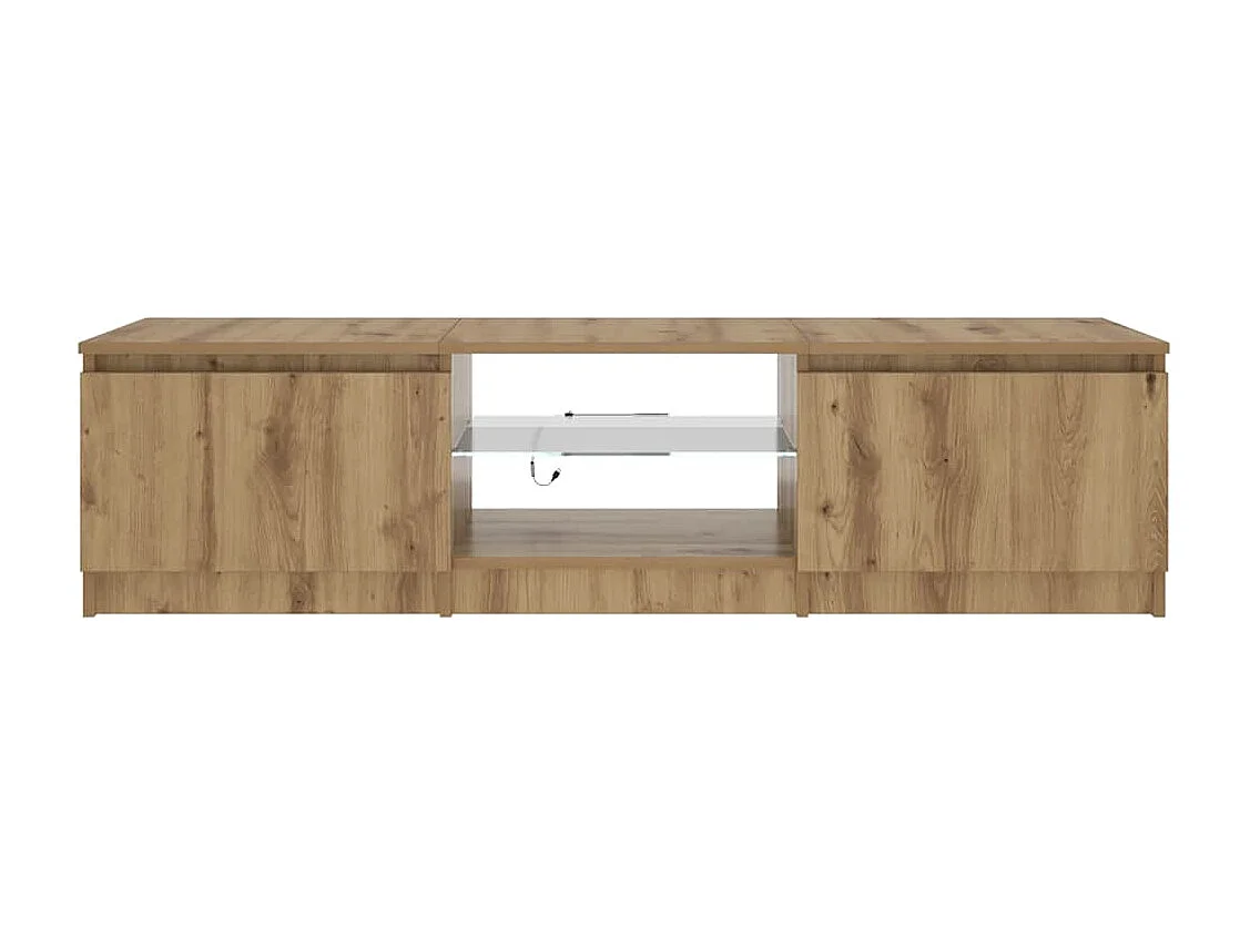 Meuble TV avec lumières LED chêne artisanal bois d'ingénierie