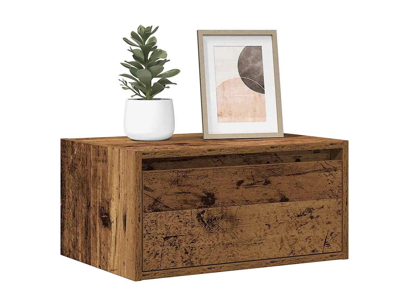 Mesas de cabeceira de parede com luzes LED 2 pcs madeira velha