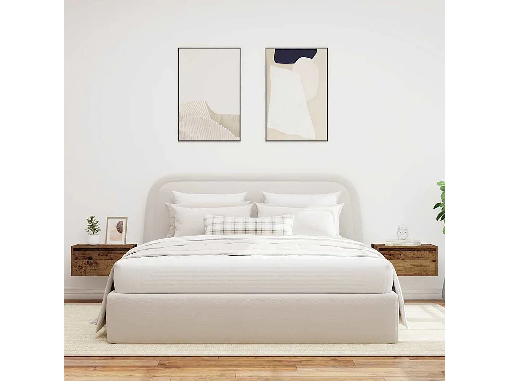 Mesas de cabeceira de parede com luzes LED 2 pcs madeira velha