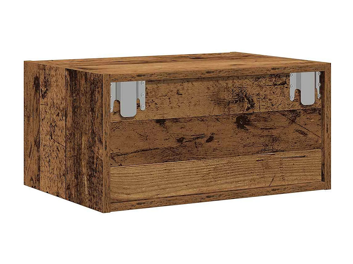 Mesas de cabeceira de parede com luzes LED 2 pcs madeira velha