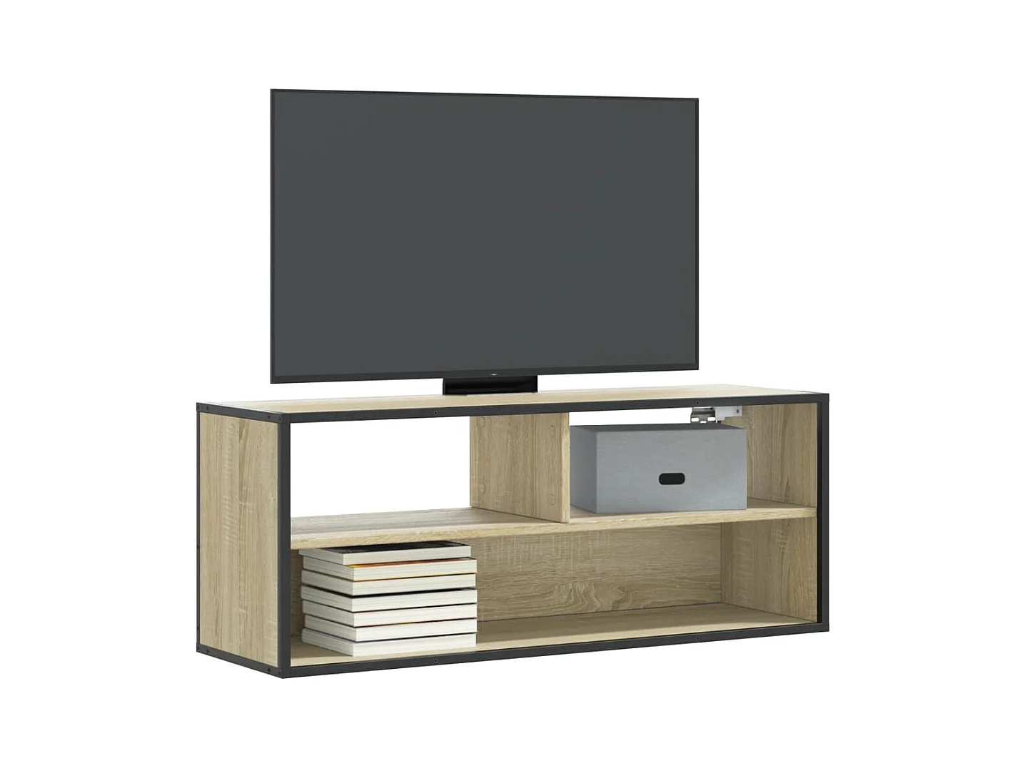 Meuble TV chêne sonoma 100x31x39,5cm bois d'ingénierie et métal