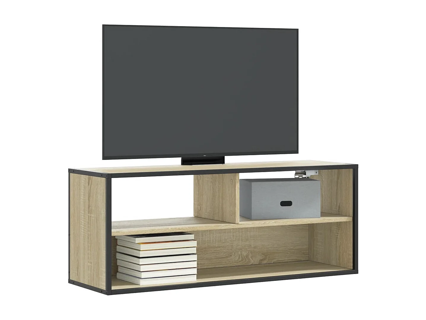 Meuble TV chêne sonoma 100x31x39,5cm bois d'ingénierie et métal