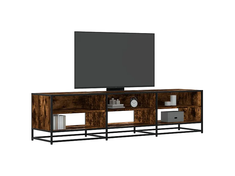 Meuble TV chêne fumé 180x40x46 cm bois d'ingénierie