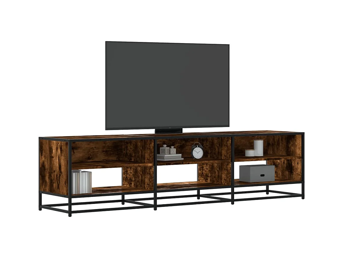 Meuble TV chêne fumé 180x40x46 cm bois d'ingénierie