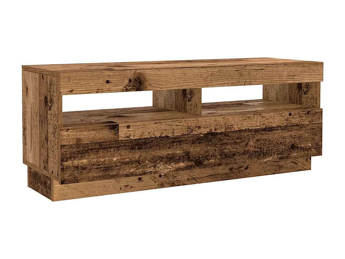 TV-Schrank mit LED-Leuchten Altholz-Optik 300x35x40 cm