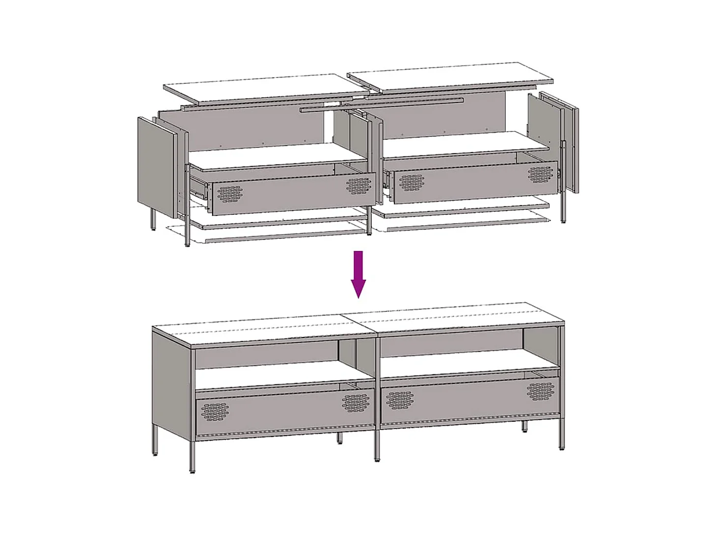 Tv-meubel 135x39x43,5 cm koudgewalst staal roze