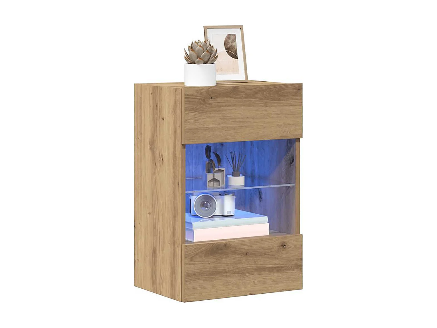 Meubles muraux avec lumières LED pour TV 2 pcs chêne artisanal