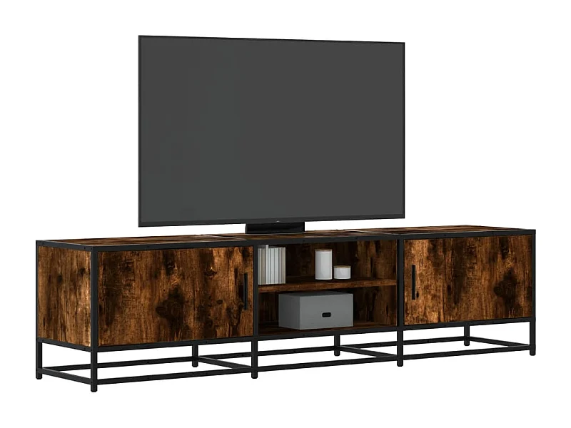 Tv-meubel 160x35x41 cm bewerkt hout metaal gerookt eikenkleur