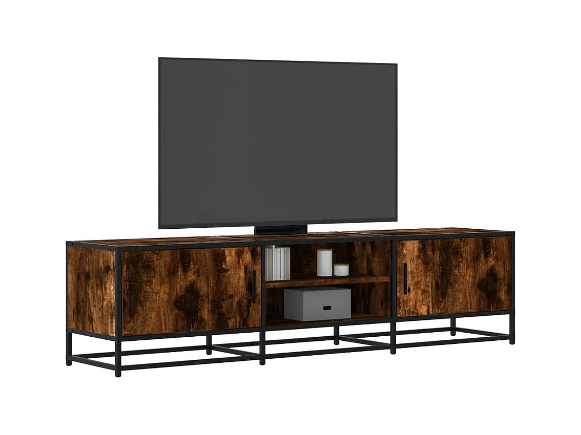 Meuble TV chêne fumé 160x35x41 cm bois d'ingénierie et métal