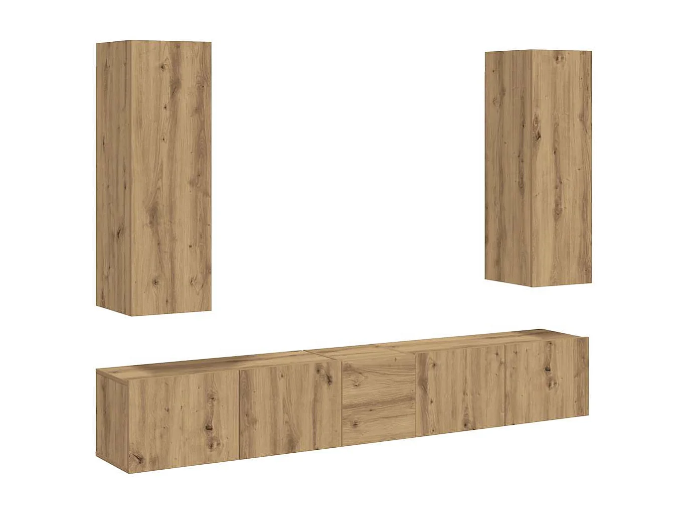 Meubles TV muraux 5 pcs chêne artisanal bois d'ingénierie